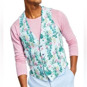 NWT Bar III Floral Suit Slim Fit Vest Men’s Medium